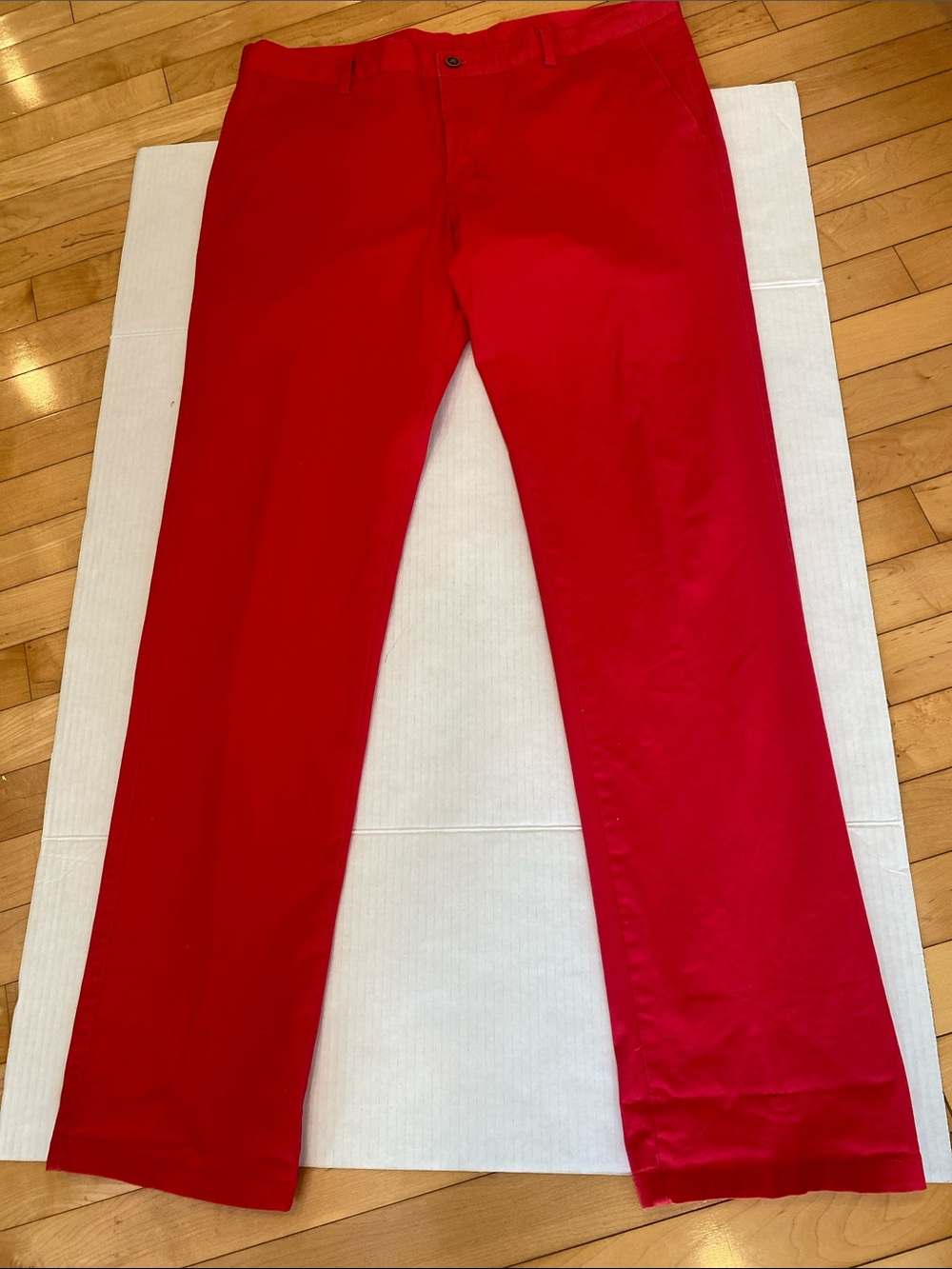 European brand in Raspberry Red Slim Cotton Mix Chino Pants Size Euro 48/US 16 - Picture 15 of 16